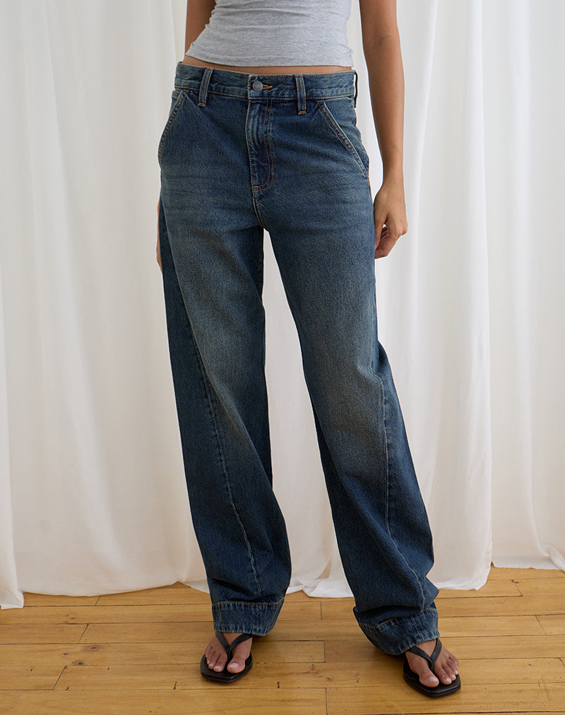 Image of Low Rise Cinch Twisted Seam Jean in Dirty Green