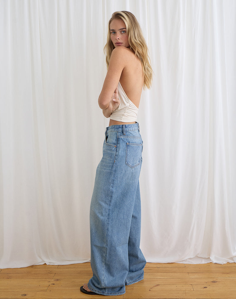 Low Rise Roomy Jeans in Bright Blue Used