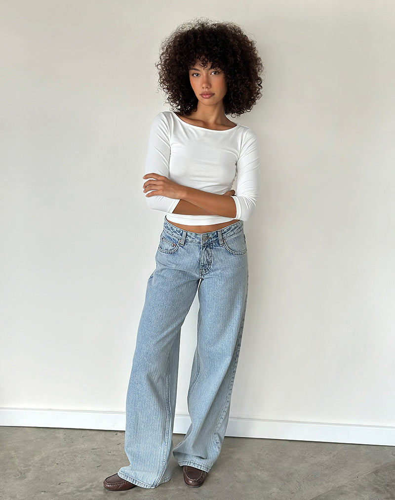 Low Rise Roomy Jeans in Stripe 80s Light Blue Wash