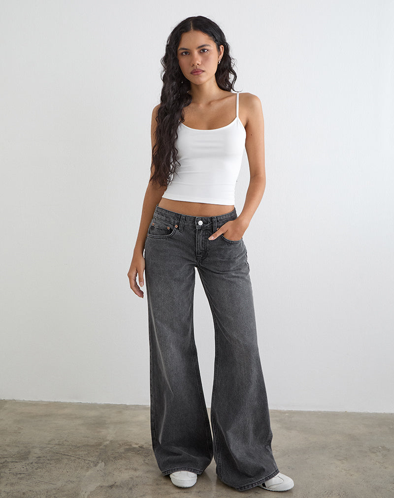 Low Rise Slouchy Flare Jeans in Washed Black Grey