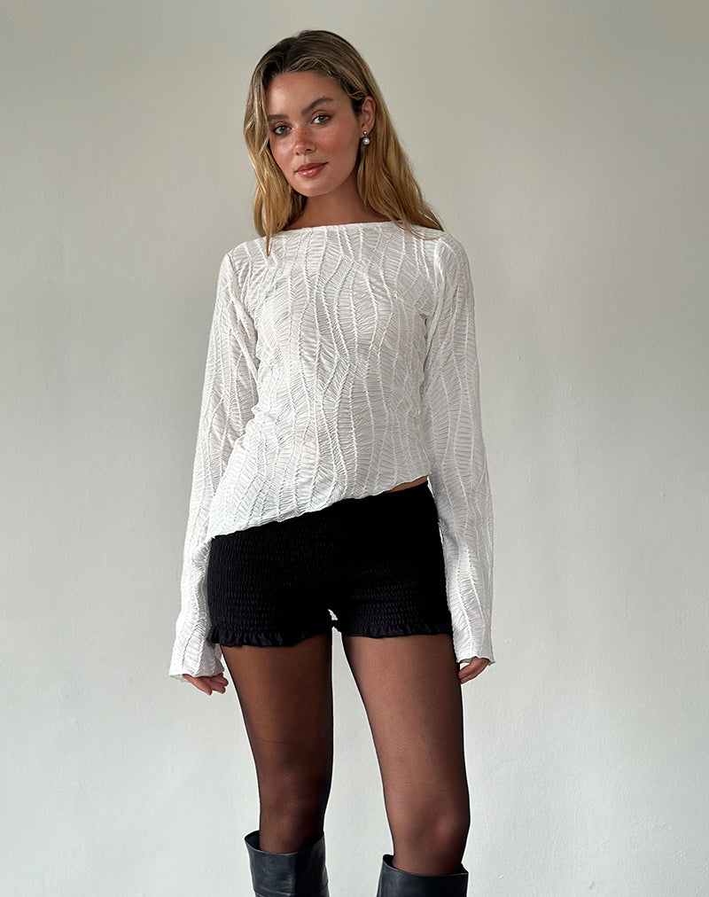 Lucca Ripple Top Jacquard White