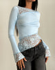 image of Lucca Long Sleeve Top in Lace Light Blue