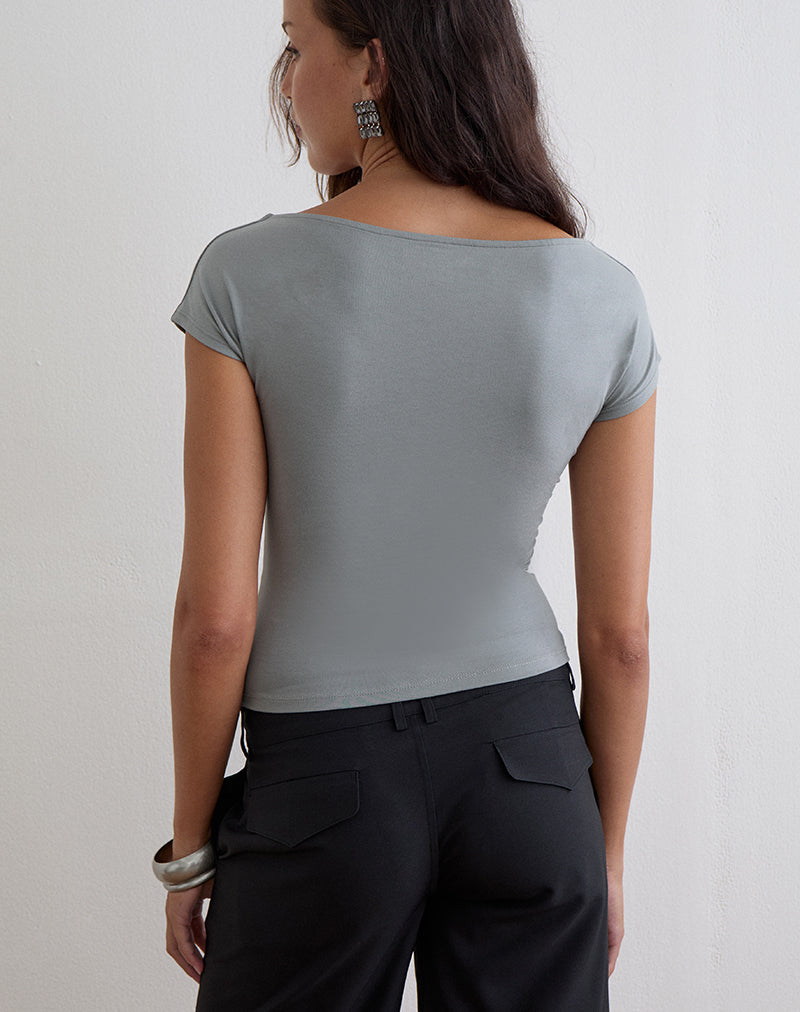 Image of Lumira V Neck Top in Jersey Grey