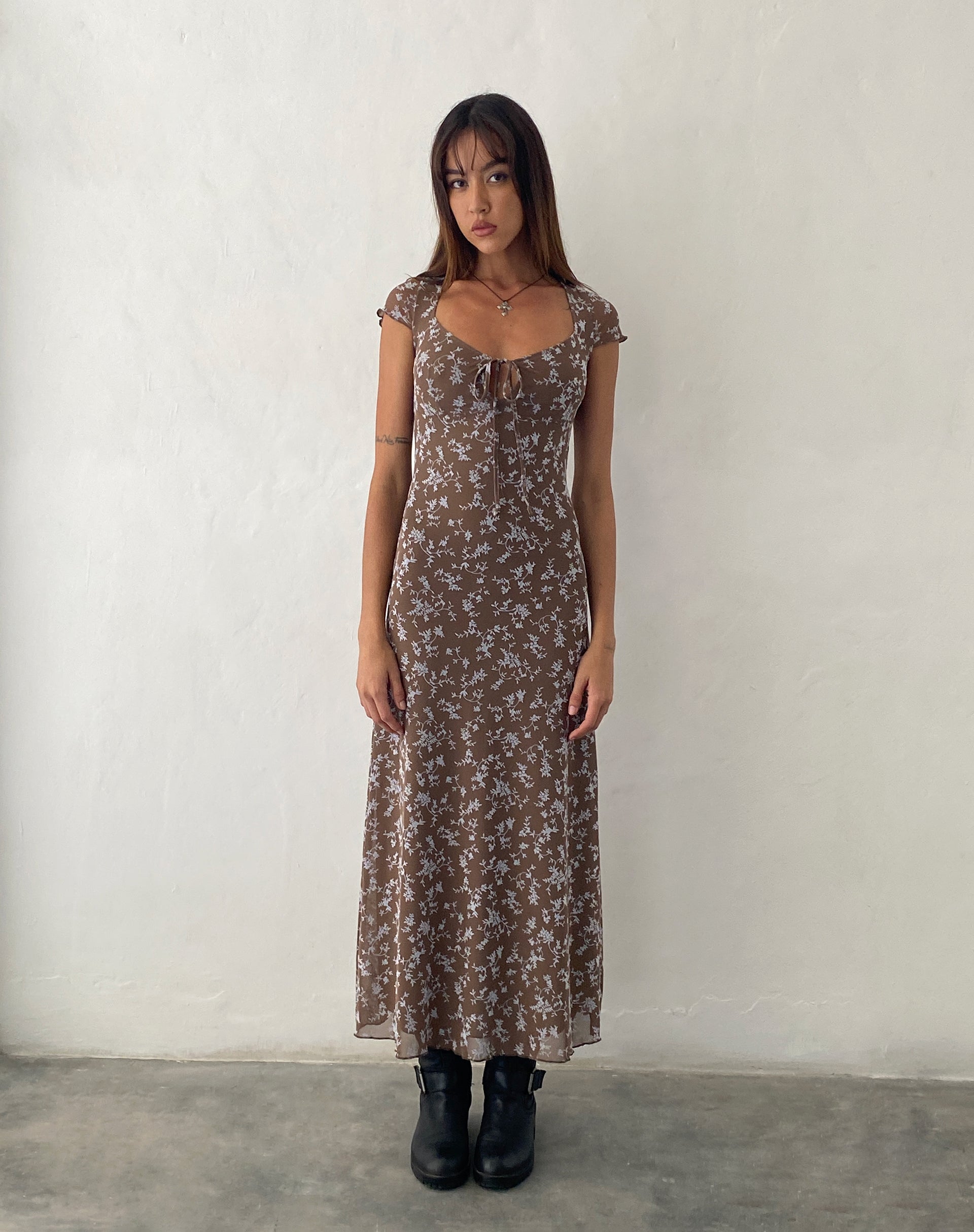 Image of Lunama Midi Dress in Botanist Flock Dark Taupe