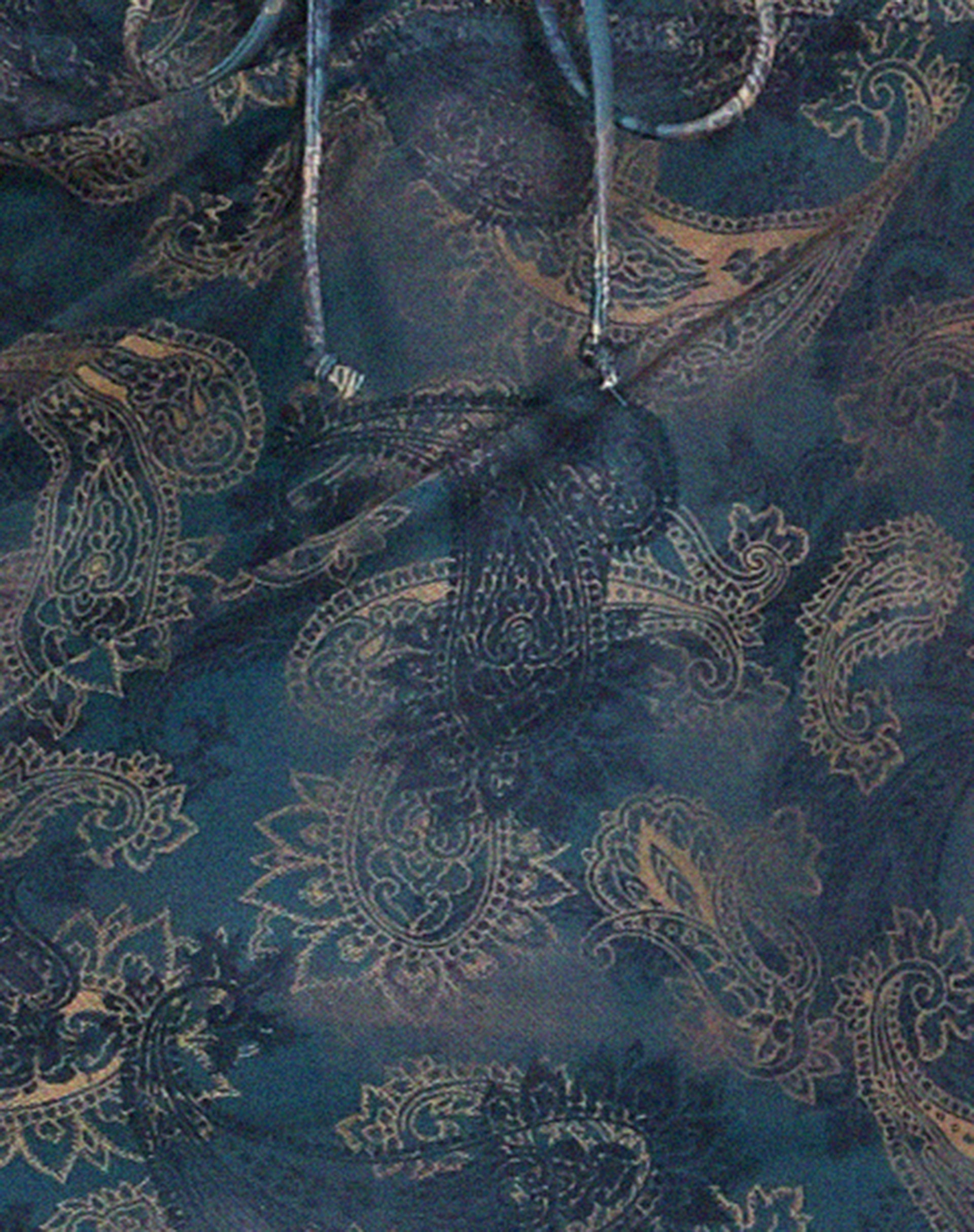 knee length dresses for ladies Tonal Blue Paisley Mesh Midi Dress