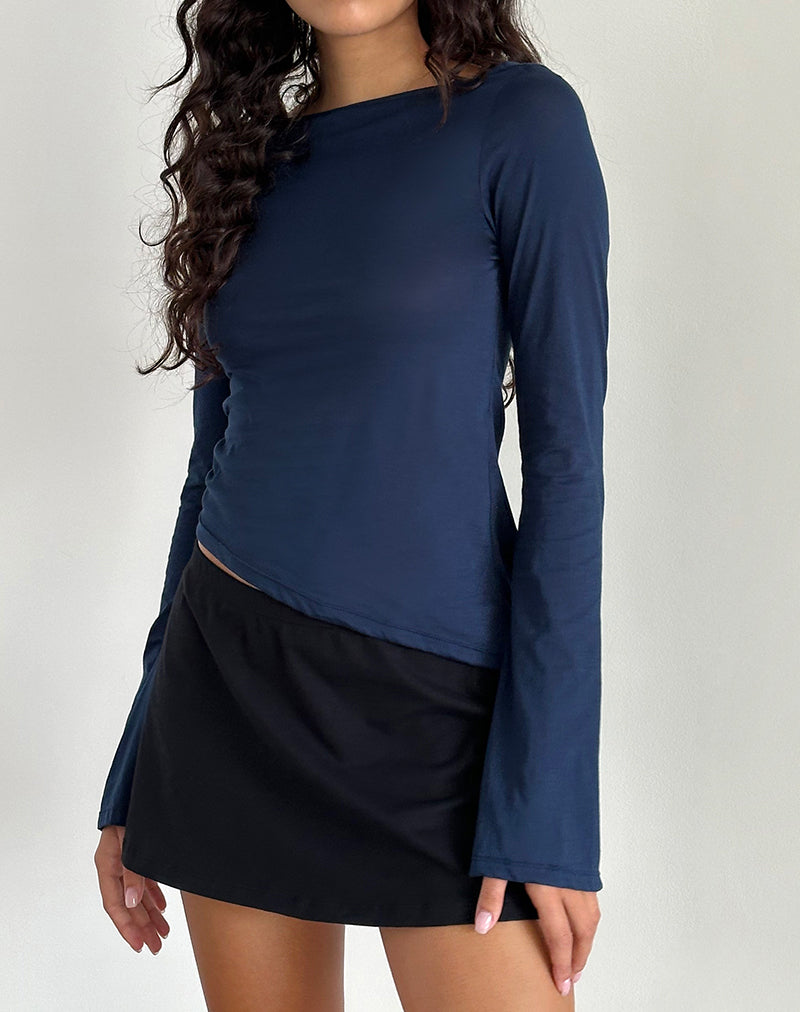 image of Lunica Long Sleeve Top in Tissue Jersey Navy