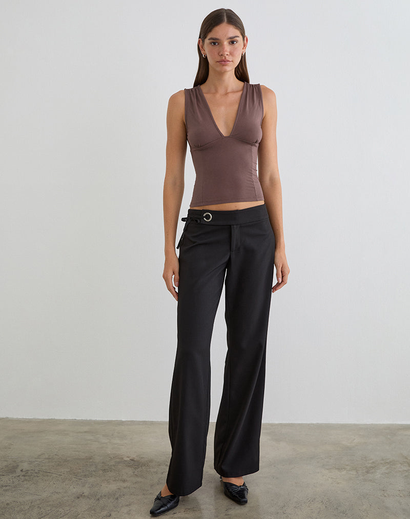 Image of Lynod Plunge Top in Deep Taupe