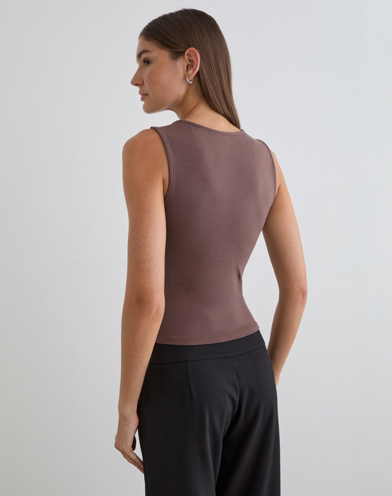 Image of Lynod Plunge Top in Deep Taupe