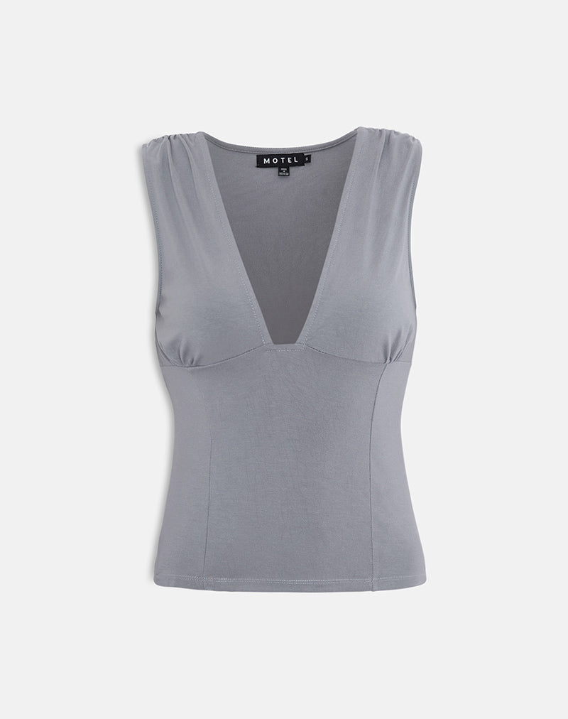 Lynod Plunge Top in Grey