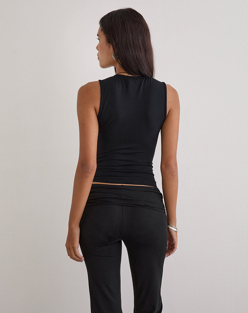 Image of Lynod Plunge Top in Rayon Black