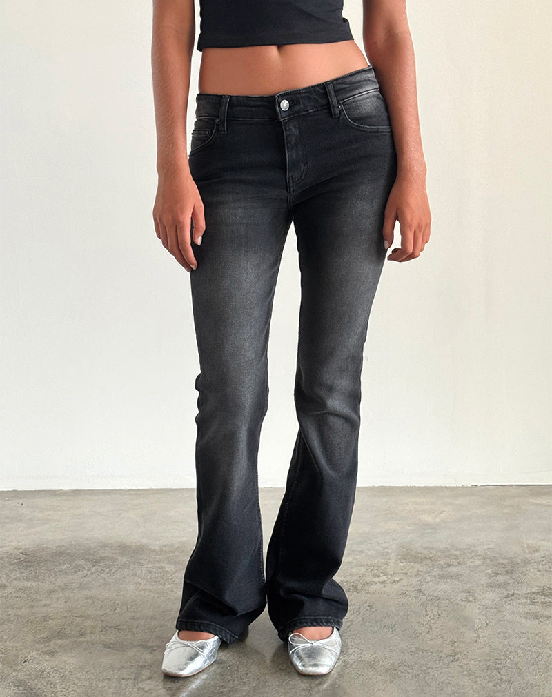 Extreme Black Flared Jeans | Low Rise – motelrocks-com-eur