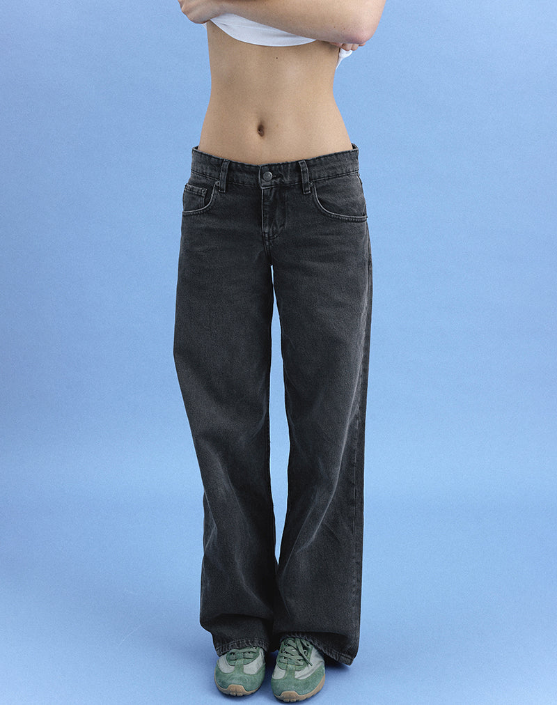 Image of Low Rise Parallel Jeans in Washed Black Grey