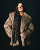 Image of Lupita Jacket in Faux Long Fur Brown
