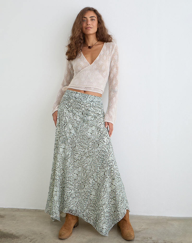 Image of Rumela Maxi Skirt in Bloom Paisley Pale Blue