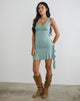 Image of Mahalia Plunge Mini Dress in Aqua Grey