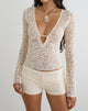 Image of Mahota Deep Plunge Long Sleeve Top in Lace Ivory