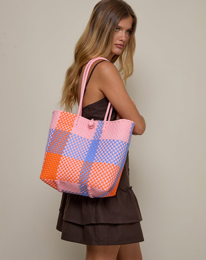 Image of Market Bag in Check Pink