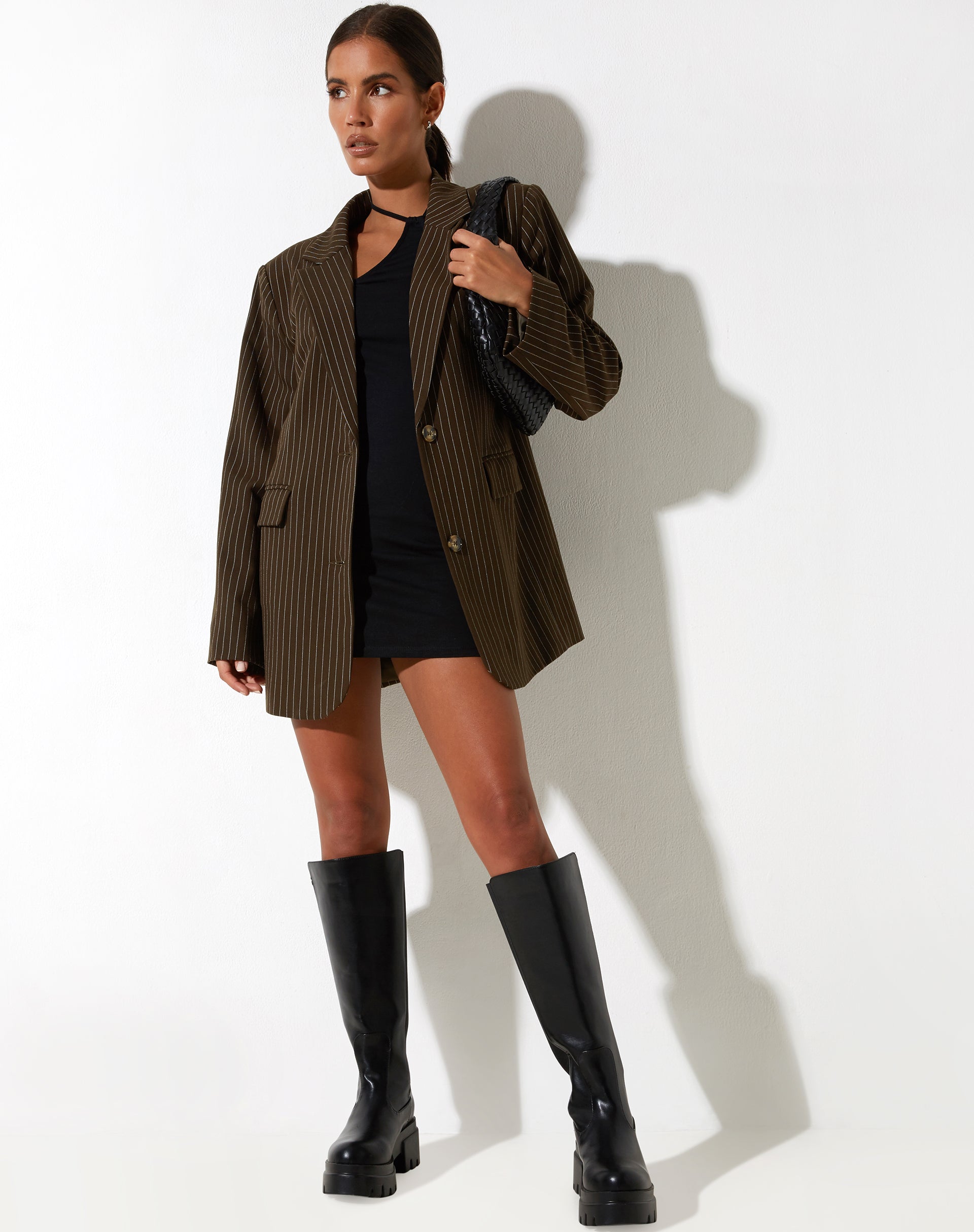 image of Maiwa Blazer in Pinstripe Brown