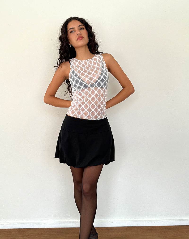 Maloe Lace Patterned Tank Top in White