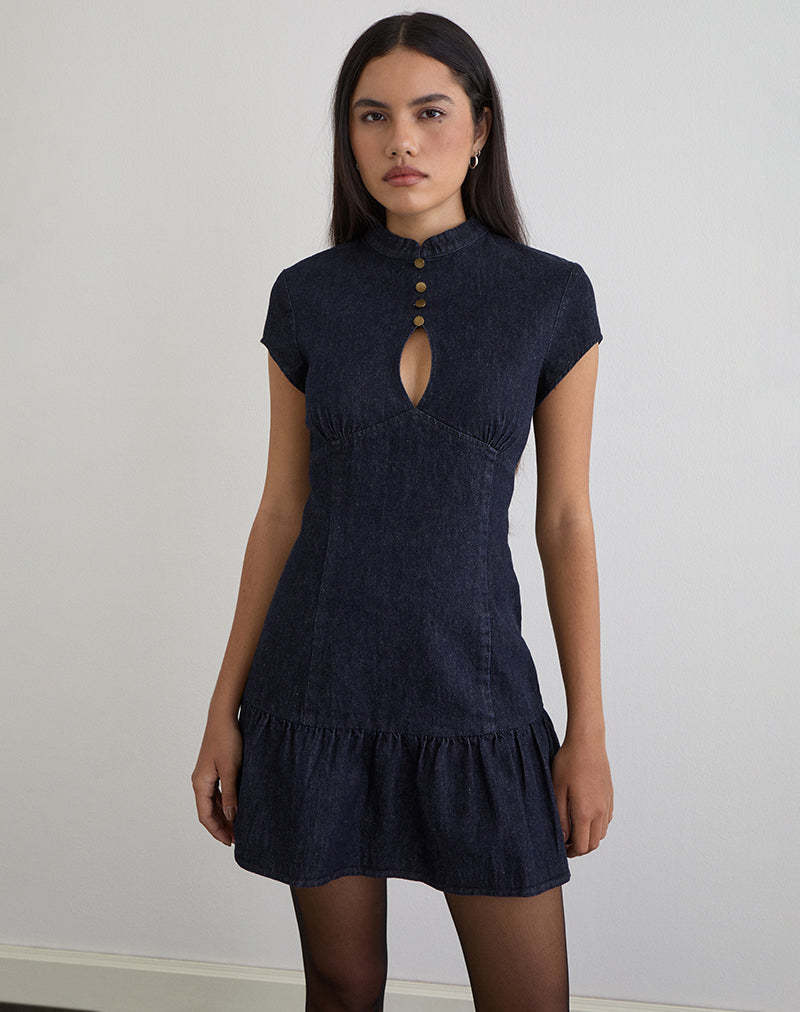 Image of Manama Mini Dress in Chambray Indigo