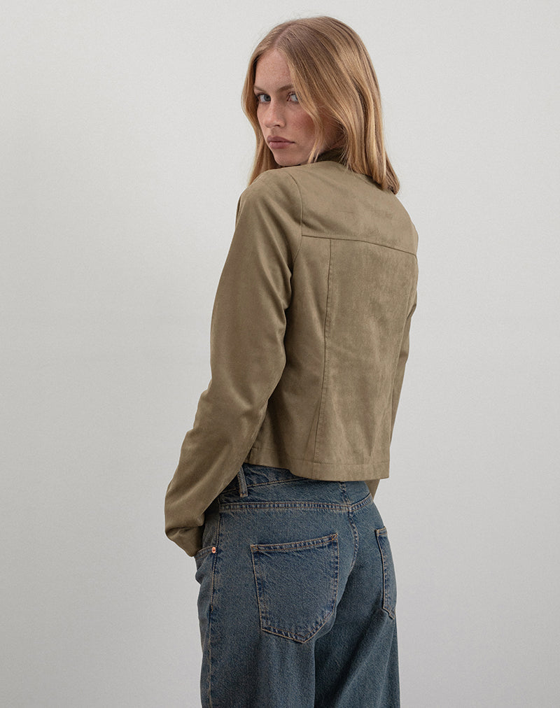 Image of Mandy Jacket in Faux Suede Walnut