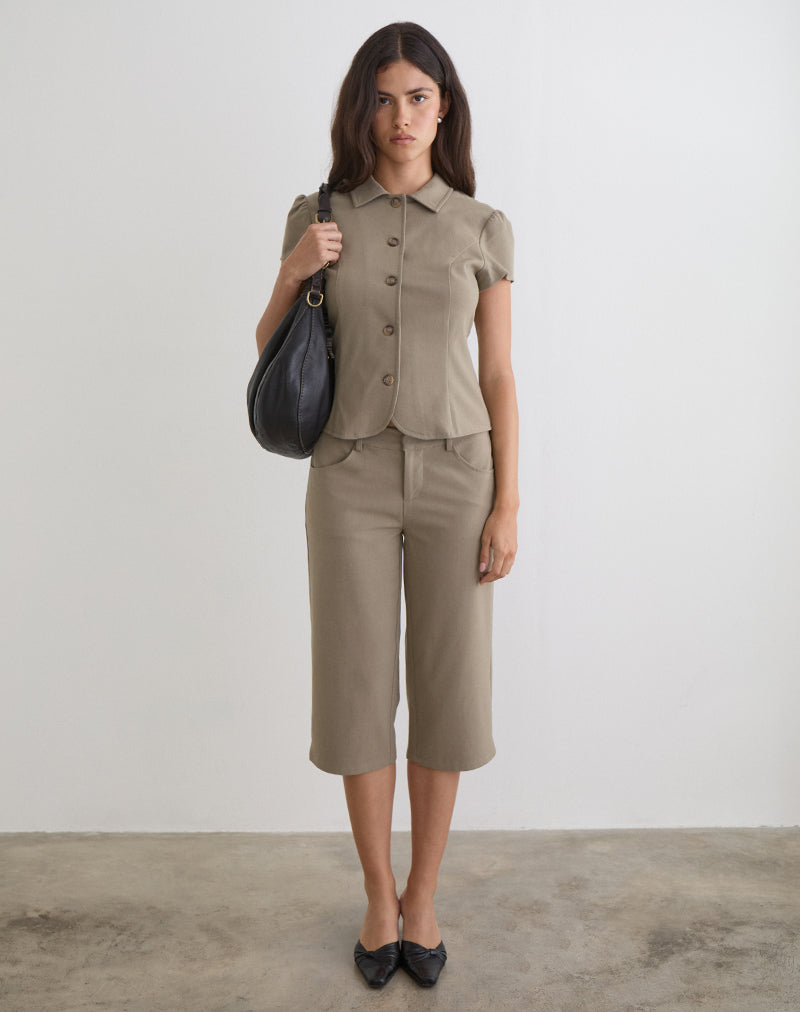 Tunian Capri Trouser in Tailoring Light Taupe