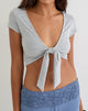 Image of Marla Tie-Front Crop Top in Grey Marl