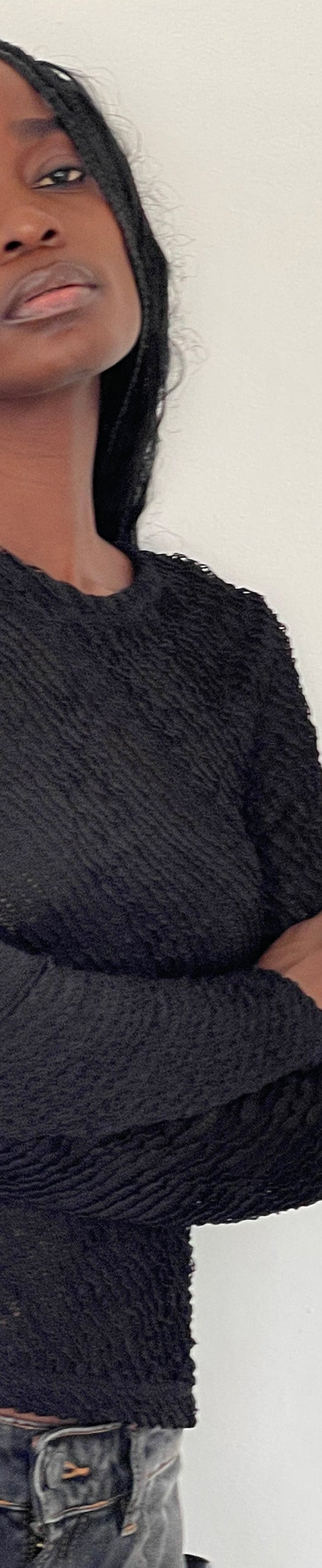 Image of Maya Long Sleeve Top in Textured Black