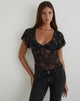Image of Mayari Floaty Top in Black with Bronze Shimmer