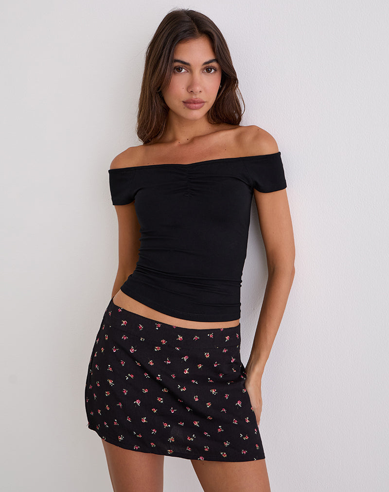 Jupe-culotte Haruto, Ditsy Rose Garden Black