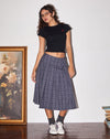 Image of Catelyn Pleated Midi Skirt in Navy Check