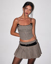 Image of Casini Pleated Micro Skirt in Micro Check Brown