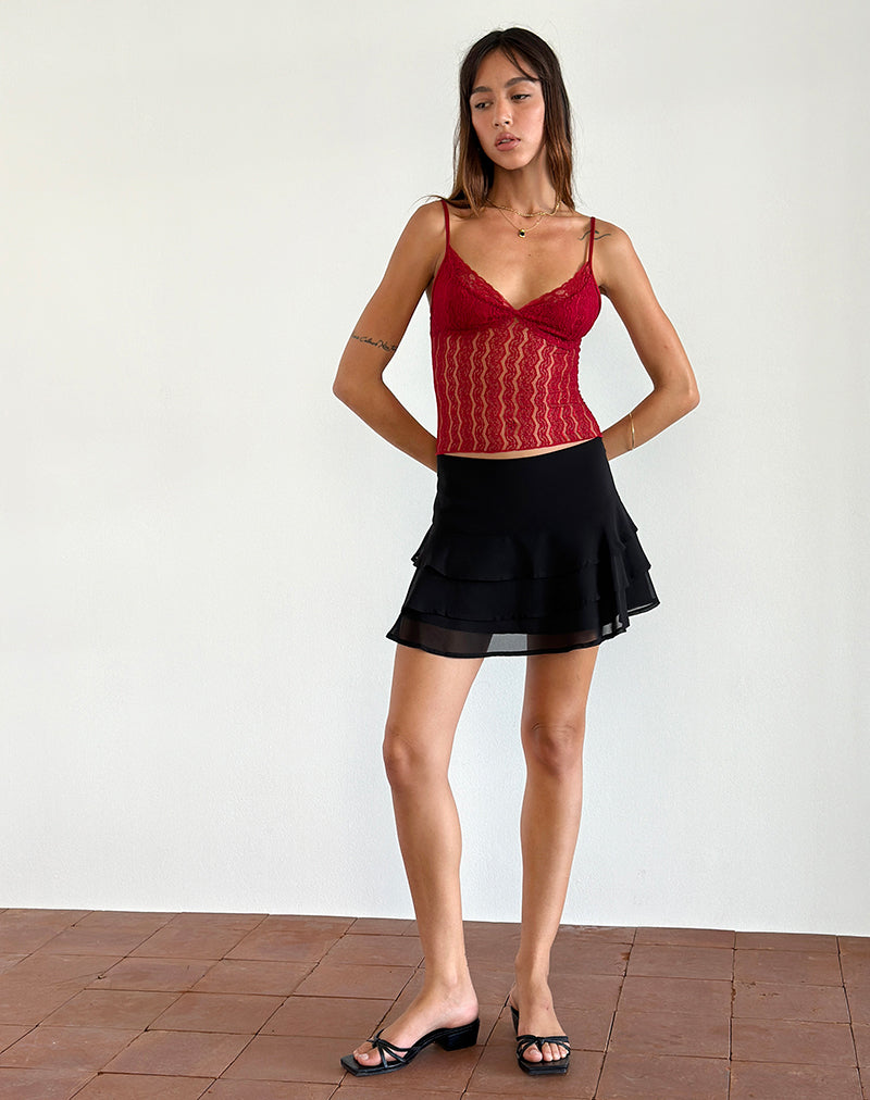 Image of Megara Strappy Top in Red Lace Mesh