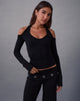 Image of Melton Long Sleeve Halter Top in Rayon Jersey Black