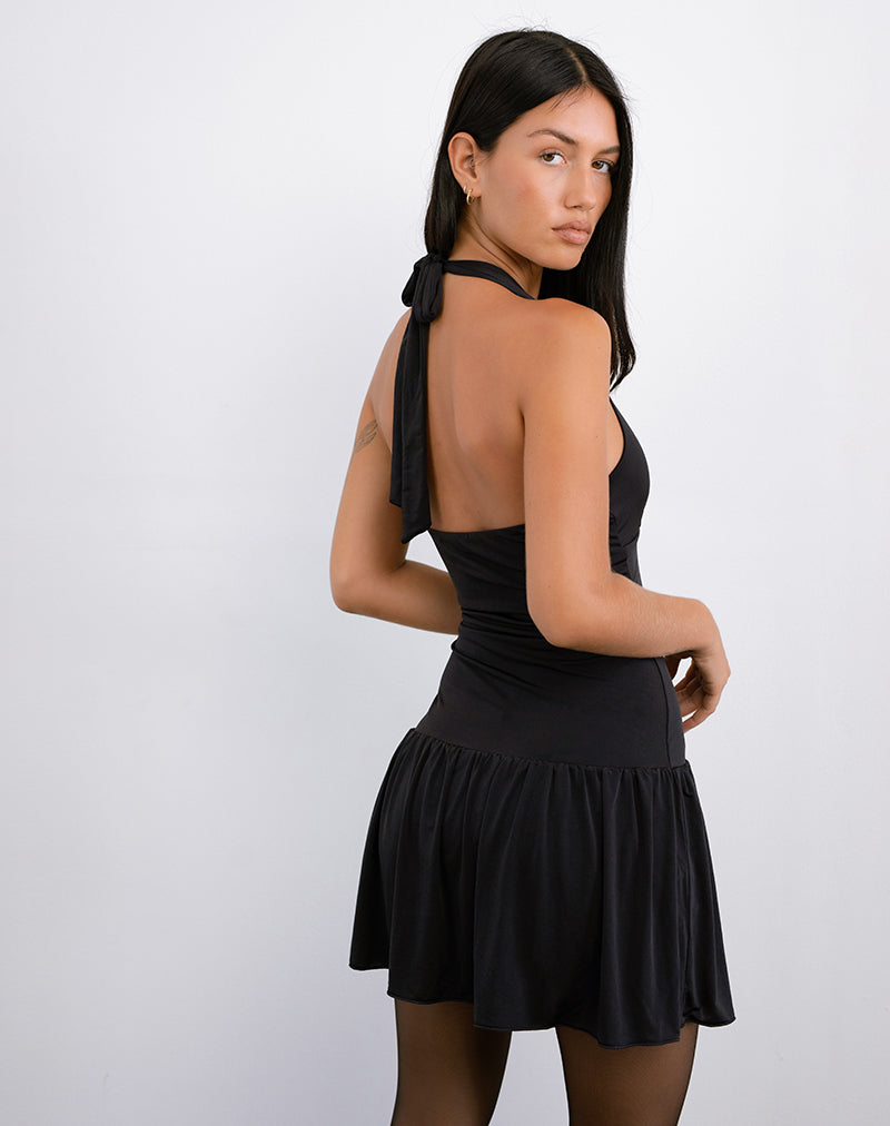 Image of Mercer Drop Waist Mini Dress in Black