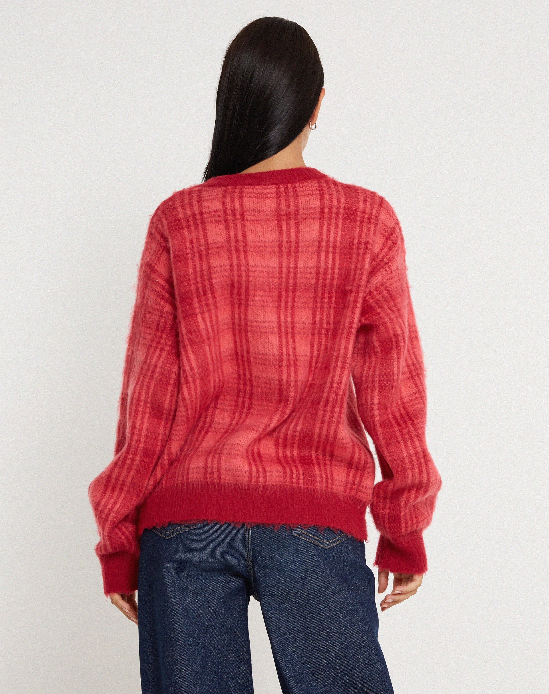 image of Mihail Knitted Jumper in Red and Pink