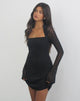 Image of Milan Mini Dress with Shrug in Mesh Black