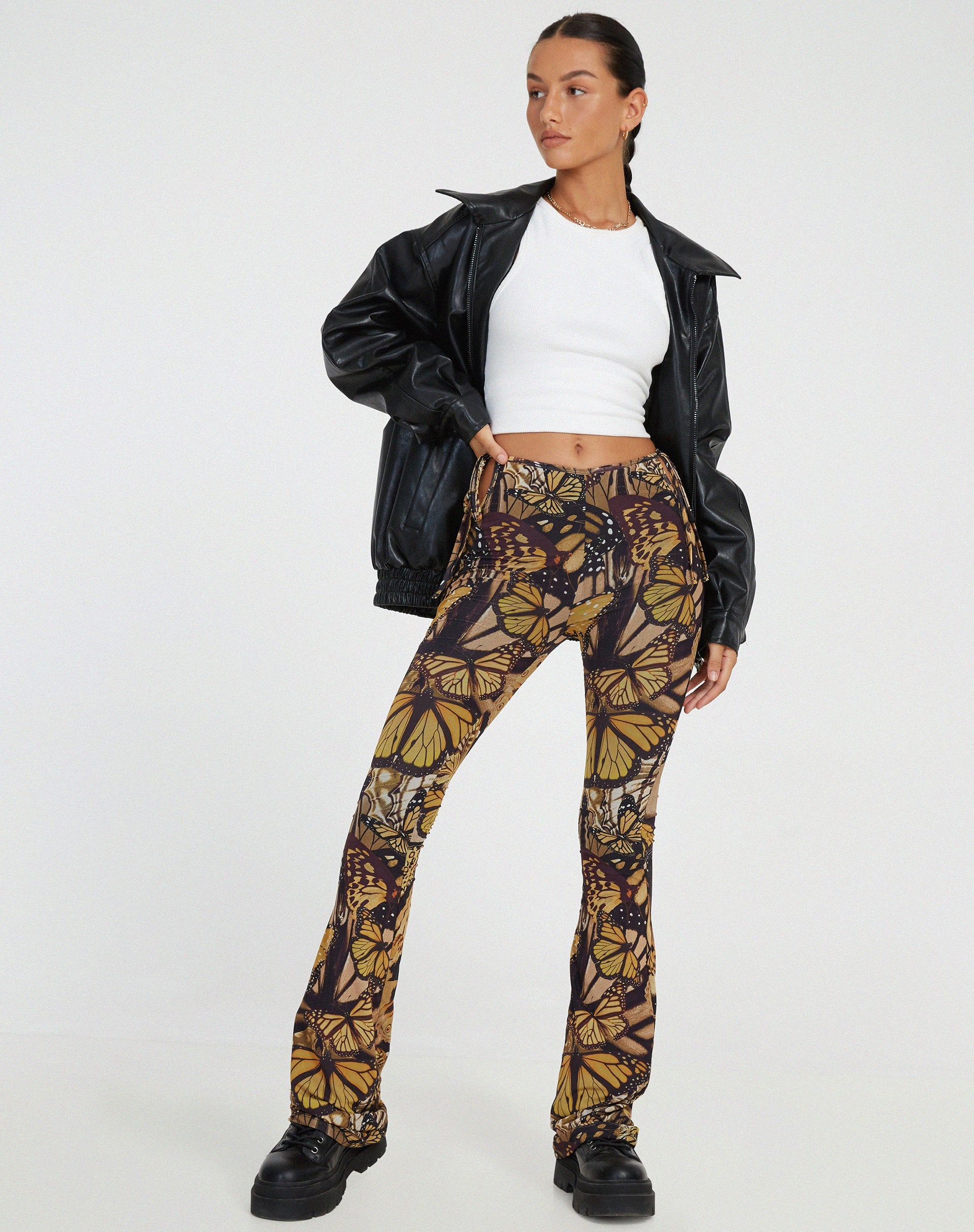 image of Mileri Flare Trousers in Butterfly Gold