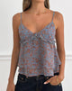 Image of Millar Frill Top in Shadow Blossom Blue Chiffon