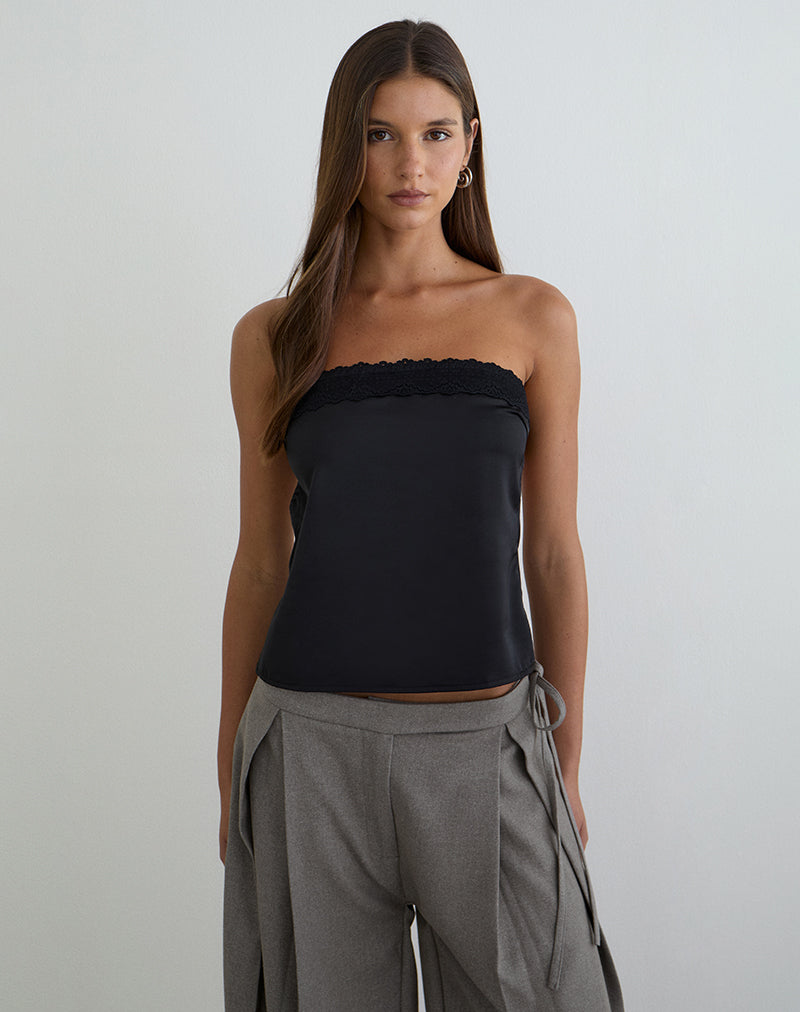 Image of Minae Bandeau Top in Satin Black