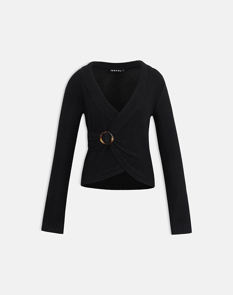 Image of Minara Top with Resin Buckle in Knit Black
