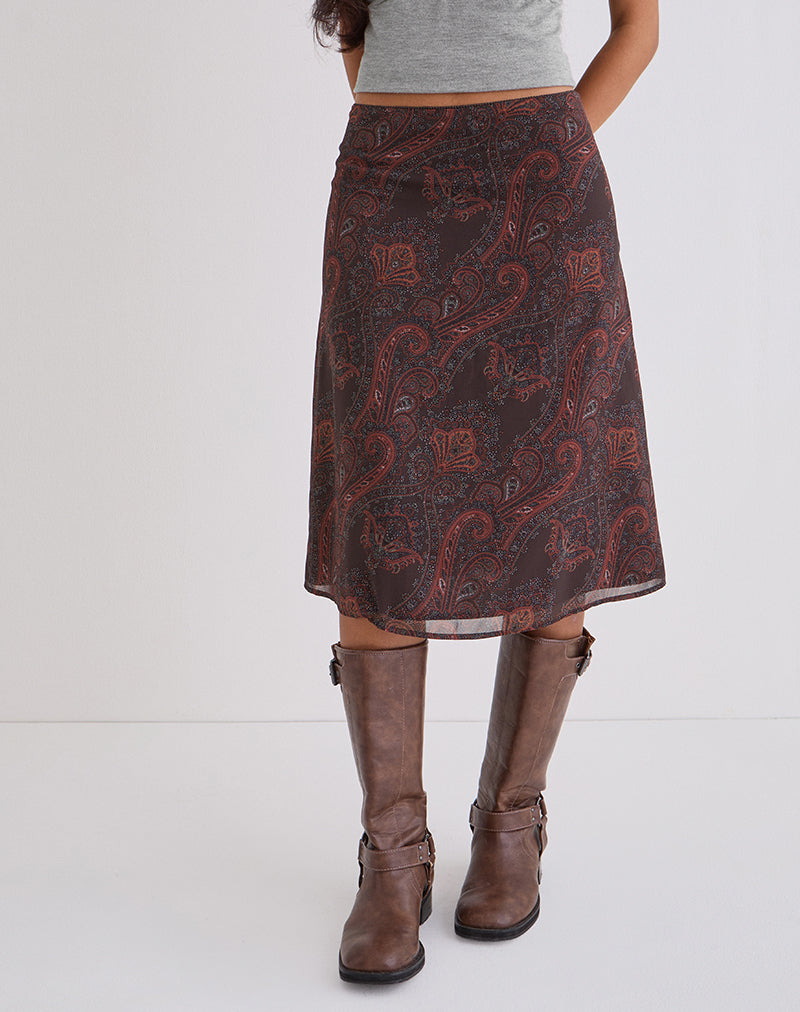 Suriela Midirock aus Chiffon in Royal Paisley Burgundy