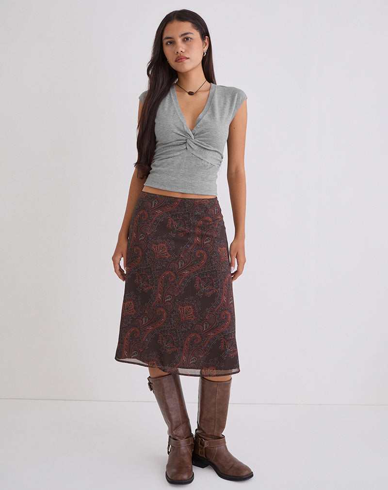 Suriela Midirock aus Chiffon in Royal Paisley Burgundy