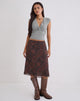 Image of Suriela Midi Skirt in Chiffon Royal Paisley Burgundy