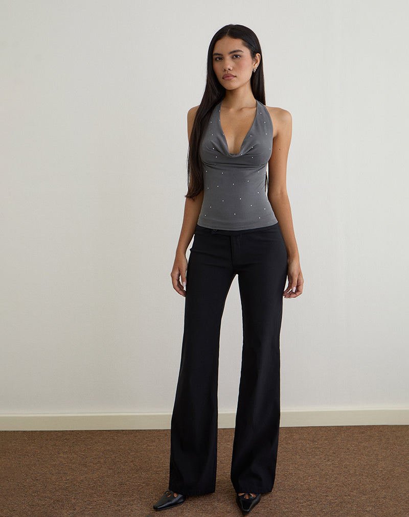 Image of Minova Top in Cupro Diamante Dark Grey