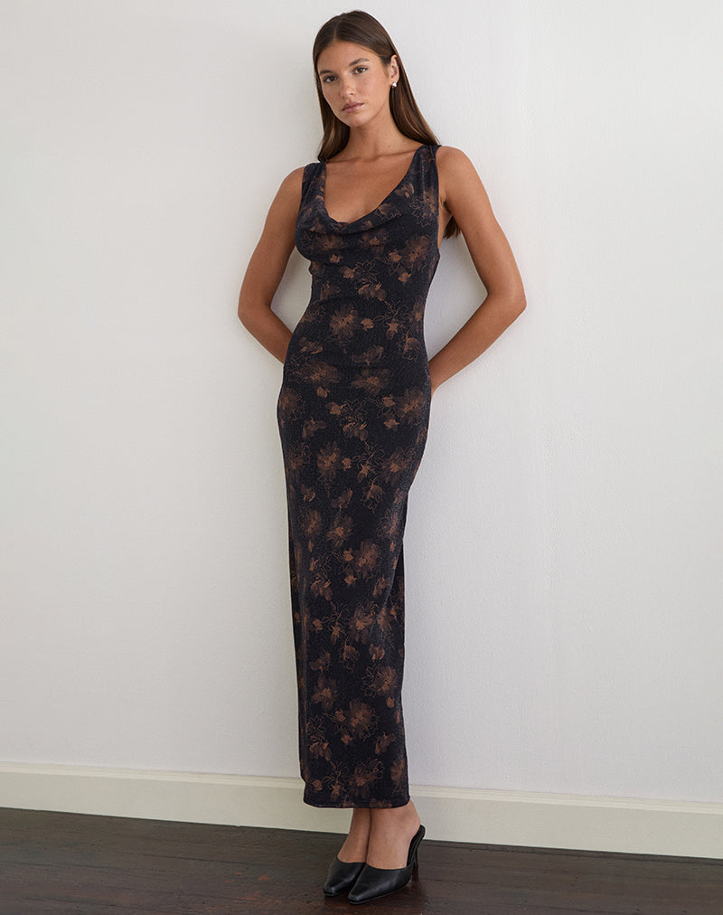 Black Maxi Dress with Bronze Shimmer | Minso – motelrocks-com-eur