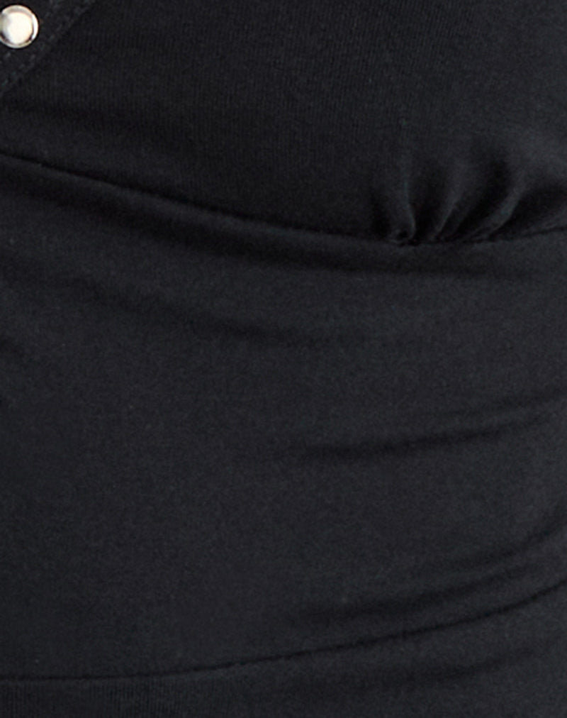 Mioto Keyhole Halterneck Top with Studs in Rayon Black