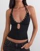 Image of Mioto Keyhole Halterneck Top with Studs in Rayon Black