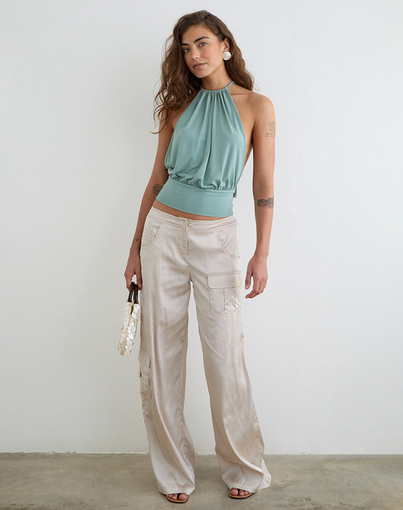 Image of Miruna Halterneck Top in Aqua Grey