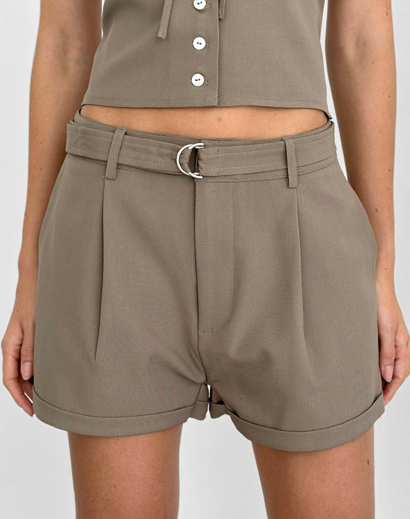 Image of Miluta Short in Tailoring Dark Beige